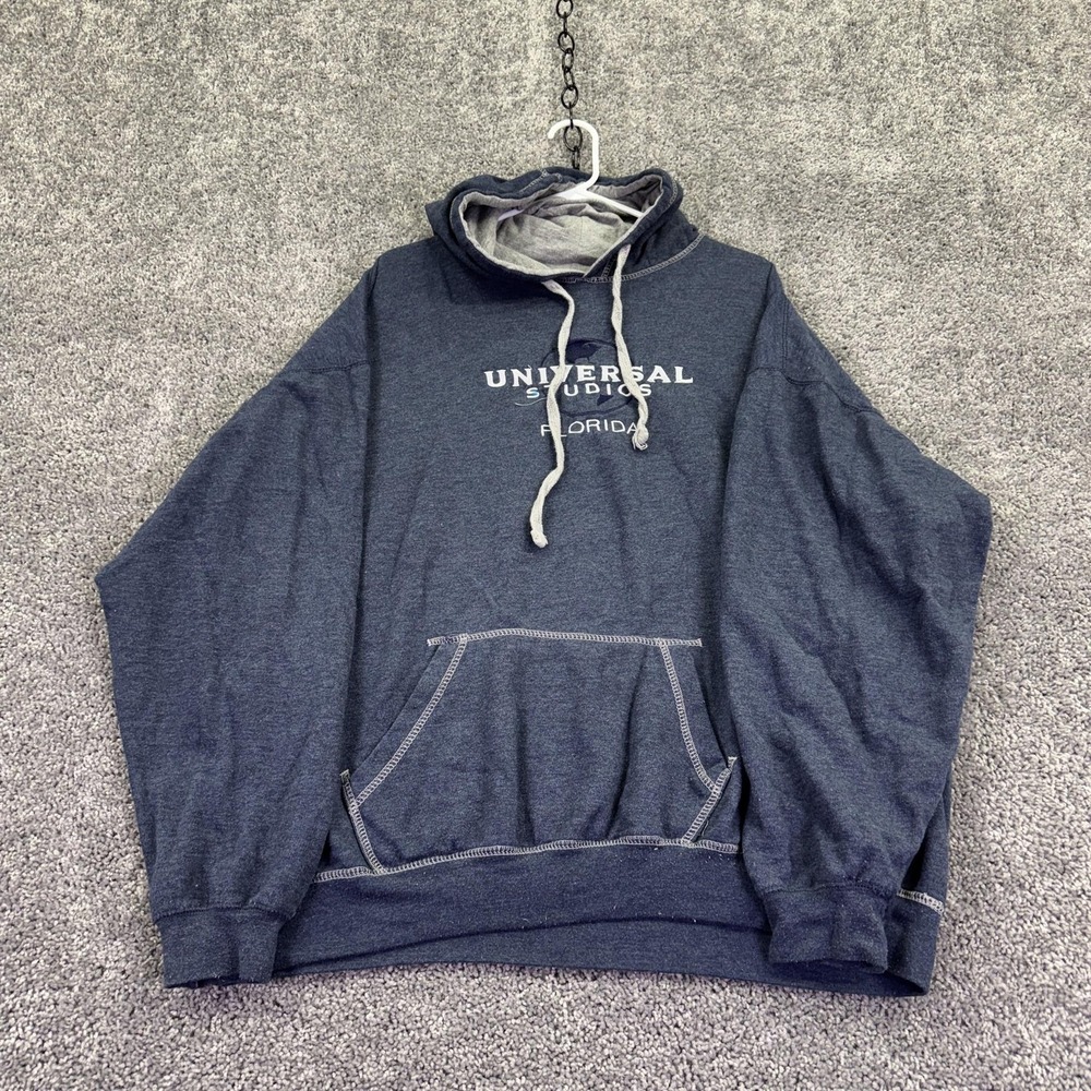 Universal Studios Hoodie Mens 2XL Blue Fleece Pullover Florida Graphic Logo